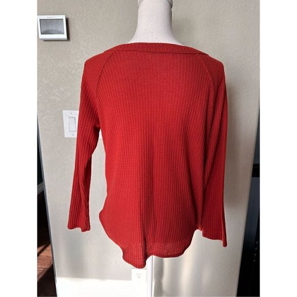 Waffle Knits Knot Front Blouse - Picture 3 of 3